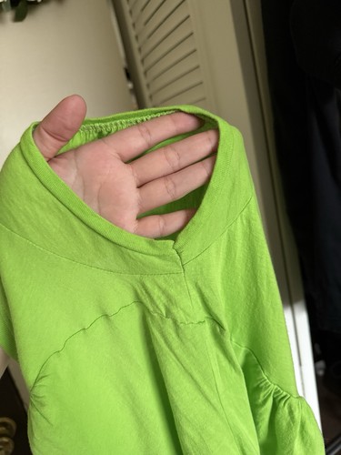 Zara Women's Size S Y2K Lime Green Babydoll Top Empire Waist V-Neck Knit - Picture 5 of 6