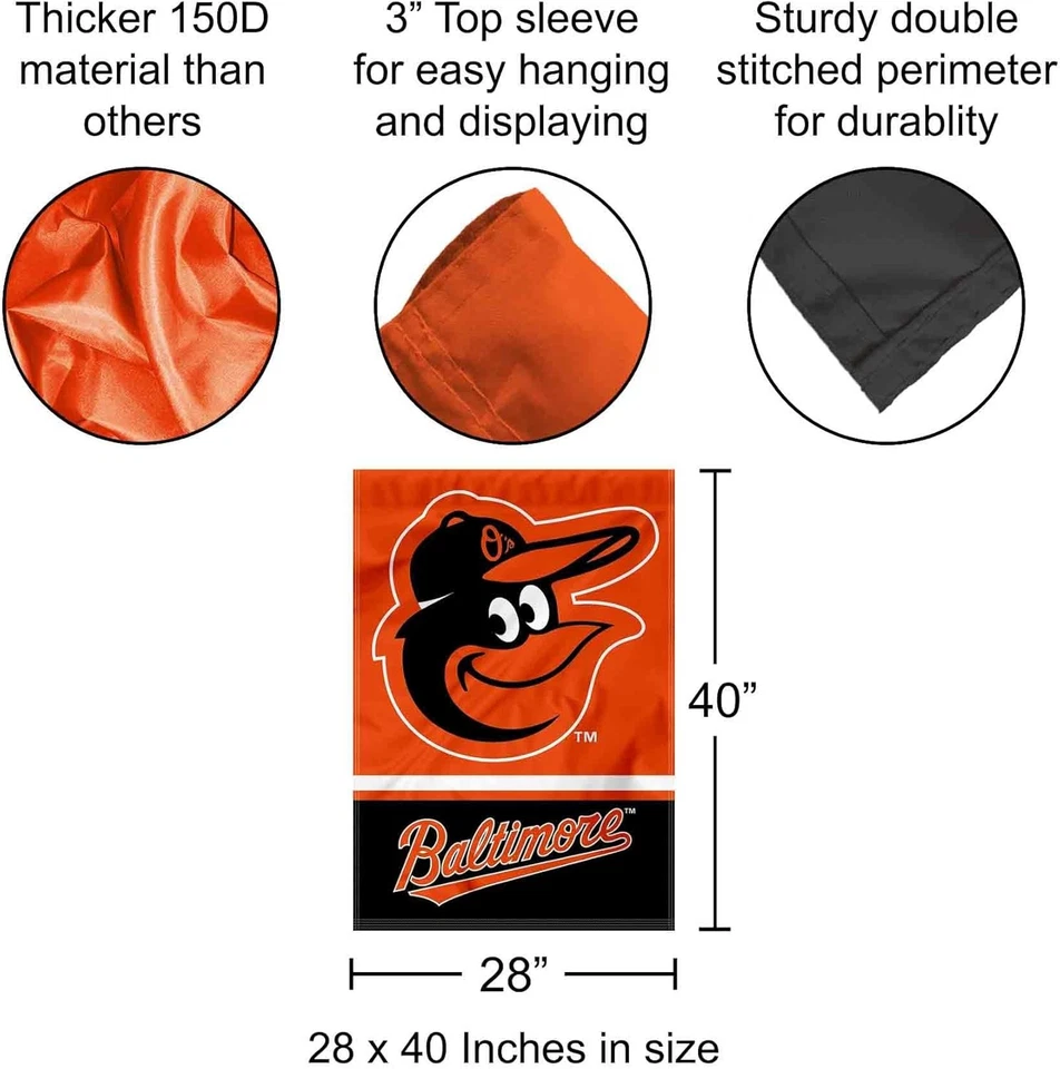 WinCraft Baltimore Orioles casa de dos lados bandera negra Foto 2 de 4