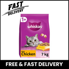 Whiskas 1+ Adult Chicken Adult Dry Cat Food, 7 kg Chicken Bulk Pack Cat Biscuits 3.94 per kilo