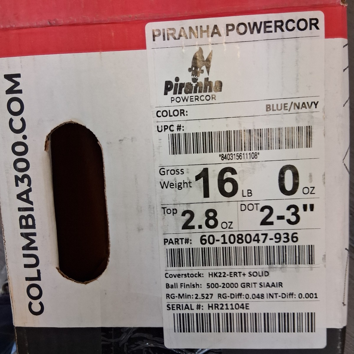 Columbia 300 Piranha PowerCOR 1ST QUALITY BOWLING ball 16 lb new