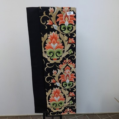 Kimono Fukuro Obi Japanische Seide Arabeske Floral Gold Schwarz Muster Aus Japan