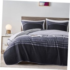 Full/Queen Quilt Bedding Set, Black White Full/Queen 3-Piece Set Grey