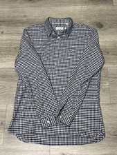 Lacoste Regular Fit Men's Blue White Check Button-Down Long Sleeve Shirt Size M