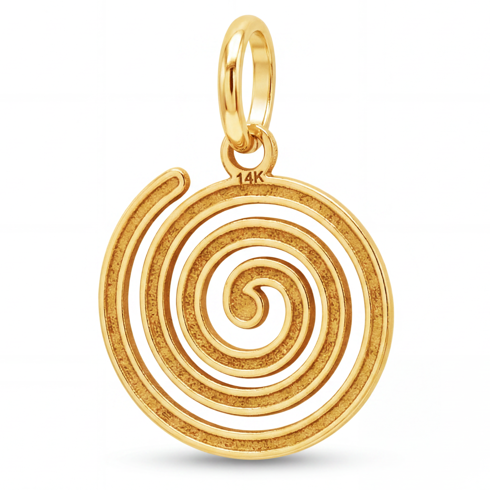 14K Yellow Gold Nazca Spiral Charm Pendant Ancient Peru Symbol Fine Jewelry Gift