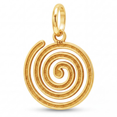 14K Yellow Gold Nazca Spiral Charm Pendant Ancient Peru Symbol Fine Jewelry Gift
