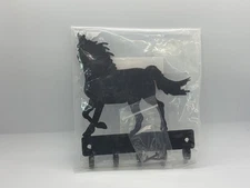 Gift Rustic Metal Black Mustang Key Holder With 5 Hooks Wall Mounted Decor New