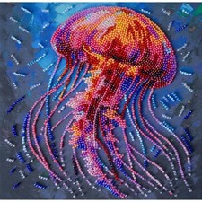Bead Embroidery Kit DIY Jellyfish Bead needlepoint Beadwork Beading Abris Art