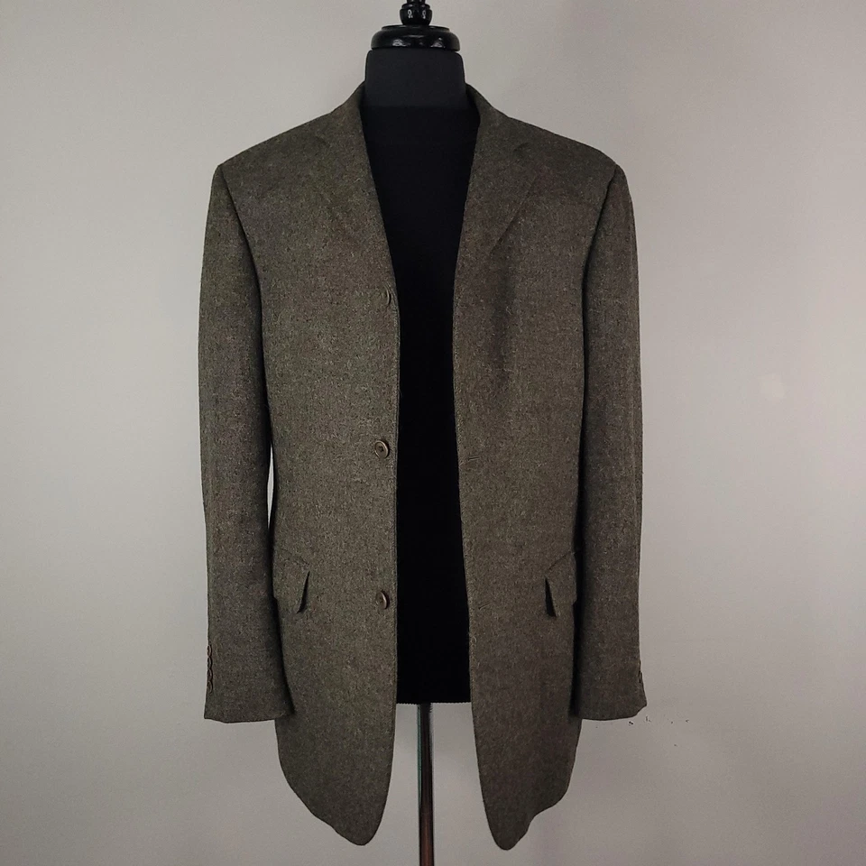 John Varvatos Blazer Mens 42 Olive Green Wool Alpaca Sport Coat Italy Tailored - Image 2 of 4