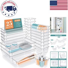 25 PCS Clear Plastic Drawer Organizer Set - 4 Sizes for Ultimate Organization