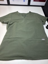 FIGS Casma Three Pocket Medical Scrub Top Olive Green V Neck Women s Size XS EUC