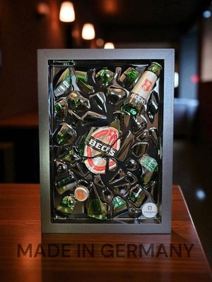Beck s Broken Bottle Art 3D Epoxy Bier Wandbild Bar Deko 20x30 Wall Hanging Neu