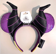 BNWT Disney Parks Maleficent Sequin Minnie Mouse Ears Headband Adult Size