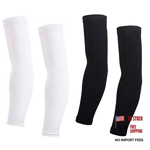 Arm Sleeves For Women Men Cycling Armwarmers Summer Medium 2pair(black+white)