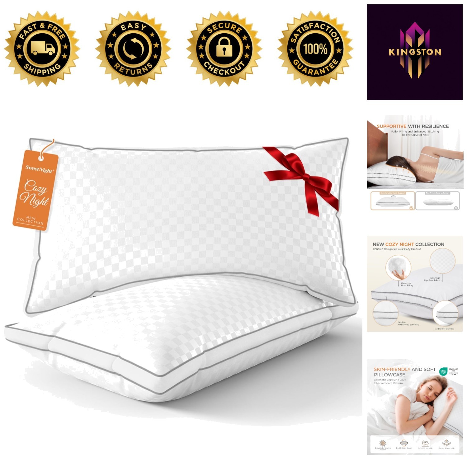 - Medium Firmness & Stylish Checkered Pattern