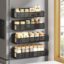 SONGMICS Strong Magnetic Spice Rack for Refrigerator, Set of 4, 2 Large and 2 Sm