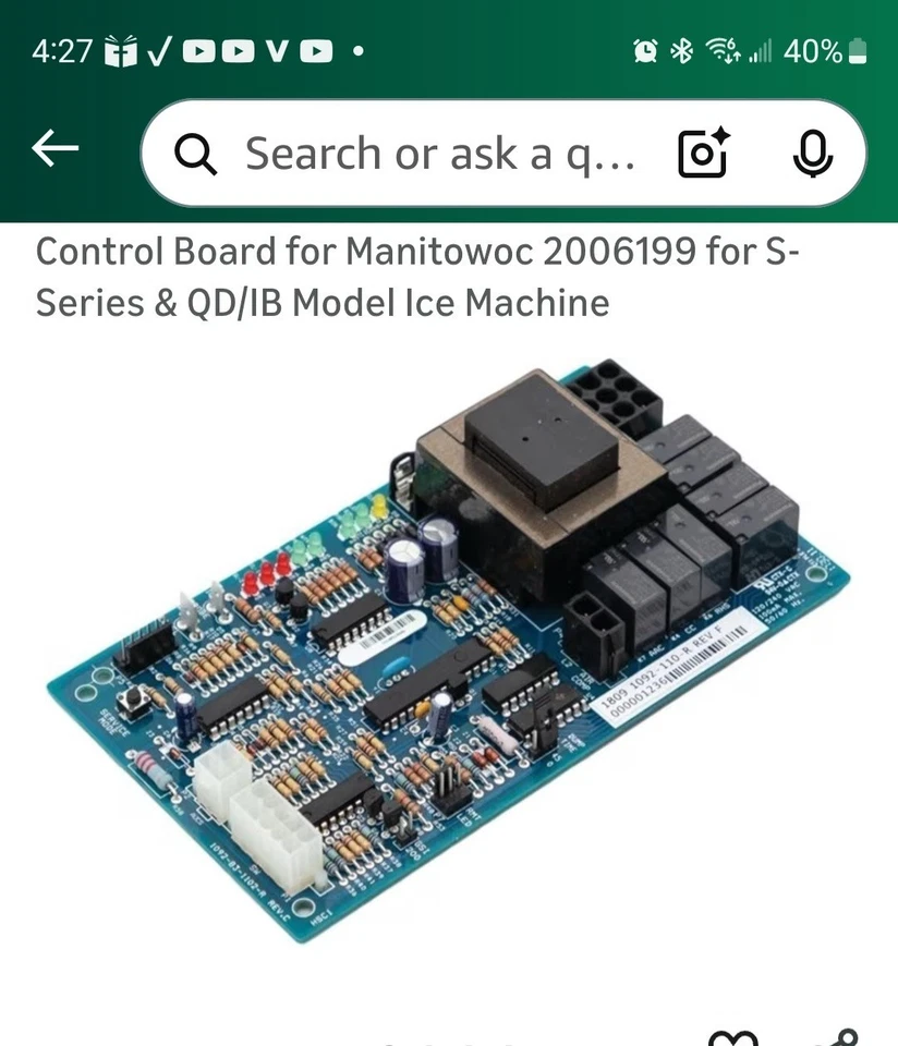 Placa de control Manitowoc 2006199 para máquina de hielo modelo QD/IB serie S Foto 2 de 2