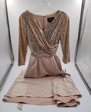 BRAND NEW Alex Evenings Women's Sequin Dress - Size 6 - Taupe  E2-B5 