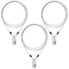 3Pcs 6.6Ft Silver Long Security Cable Lock, 2.5mm Security Cables with Loops ...