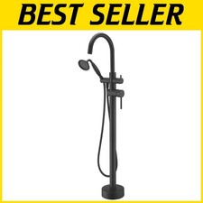 Black Freestanding Tub Faucet Set with Hand Shower