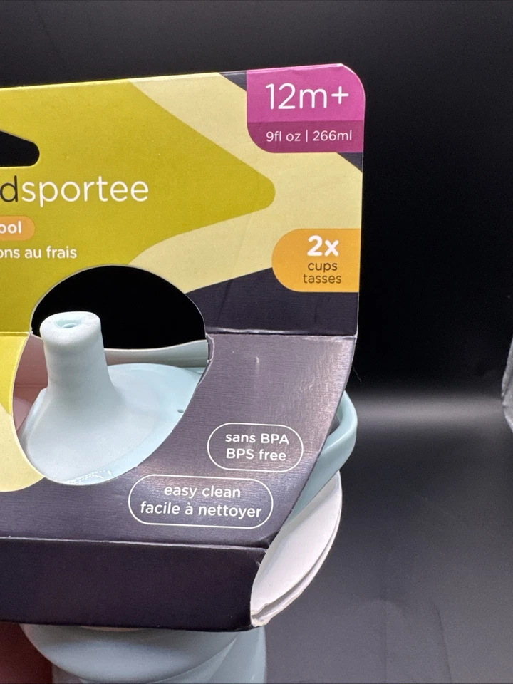 Tommee Tippee Aislado Sportee Sippy Tazas 9oz, 12m+ Paquete de 2. Rosa y Azul.Sin BPA Foto 2 de 4