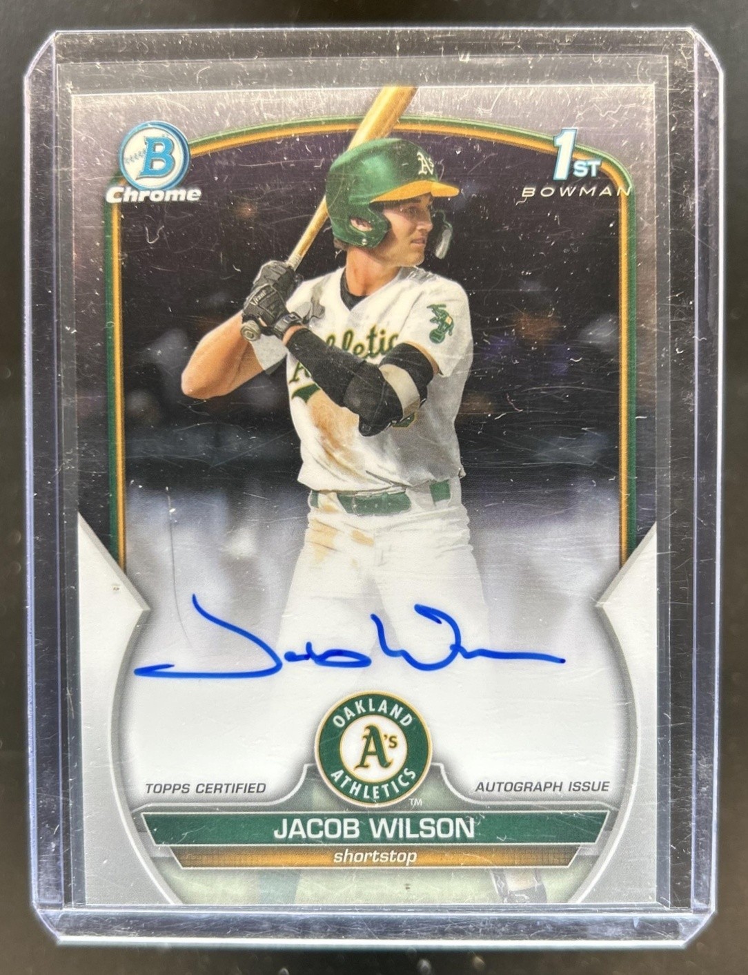 2023 Bowman Draft Jacob Wilson Chrome Auto 1st Prospect #CDA-JWI Athletics