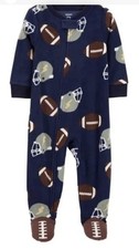 Carter's 12 mon Navy Fleece Footed Pajamas Sports Graphic Print Long Sleeve Zip