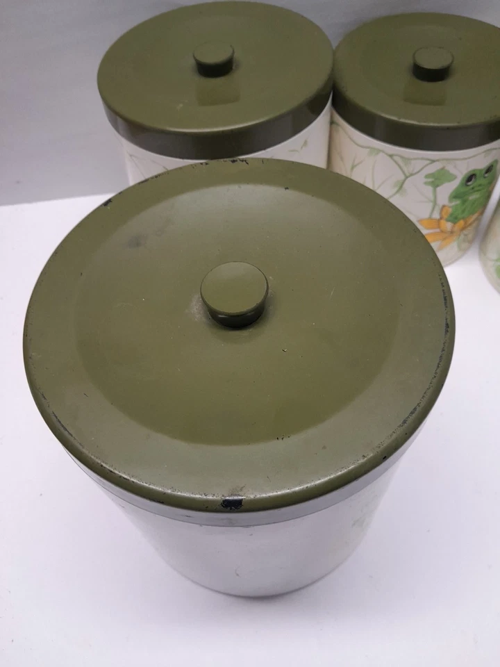 Vintage 70s Sears Neil The Frog 4 Canister with 4 Lids Complete Set 1977 - Image 2 of 4