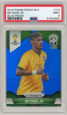 2014 PANINI Prizm FIFA World Cup Neymar Jr. /199 Blue Prizm #112 PSA9