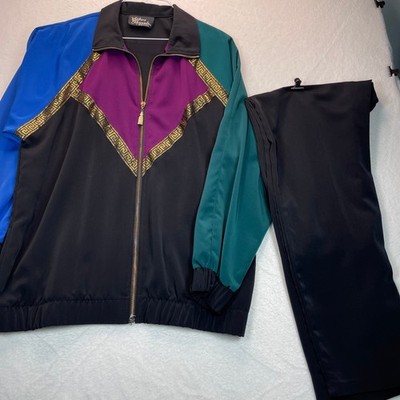 VTG Silver Threads Track Lounge Suit M 80s 90s Maximalism Windbreaker Metallic