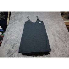 Zara Basic Dress Womens XS Gray Sheath Casual Preppy Lace Lined Spaghetti Strap