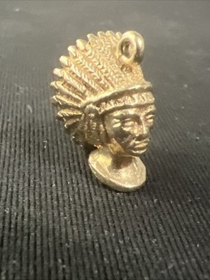 14k Gelbgold Indianer Indianer Häuptling Armband Halskette Charm Anhänger