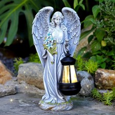 Solar Angel Outdoor Garden Decor Statues   13.2 inches Solar Outdoor Sculptur...