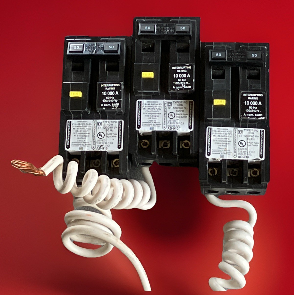 Square D Homeline HOM250GFI 2 Pole 50 Amp Plug In HOM250GFIC GFI Breaker