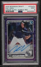 2020 Bowman Draft Chrome Picks Purple Refractor Zac Veen PSA 9 MINT Auto 06bg