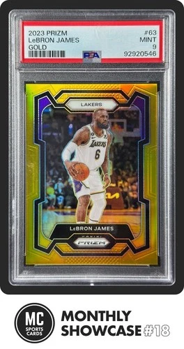 LEBRON JAMES PSA 9 2023 PANINI PRIZM BASKETBALL #63 TRUE GOLD LAKERS MINT 10/10