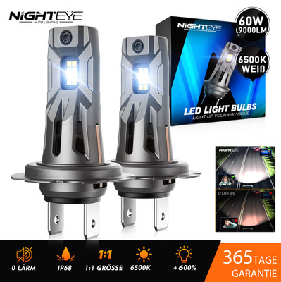 2X H7 Auto LED Scheinwerfer 6500K Mit Zulassung Lampen Fern/Abblendlicht Halogen
