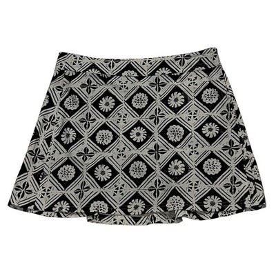 RipSkirt Hawaii Black White Geometric Floral Wrap Skirt Small RN142231-Z