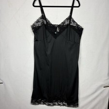 Vintage Perfectform, Black Nylon Tricot Full-Slip Lace Trim Sz 42