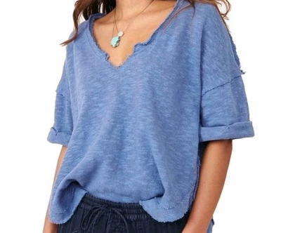 #ad Free People We The Free North Star Top Sz M Oversized Distressed Beach Casual $18.00