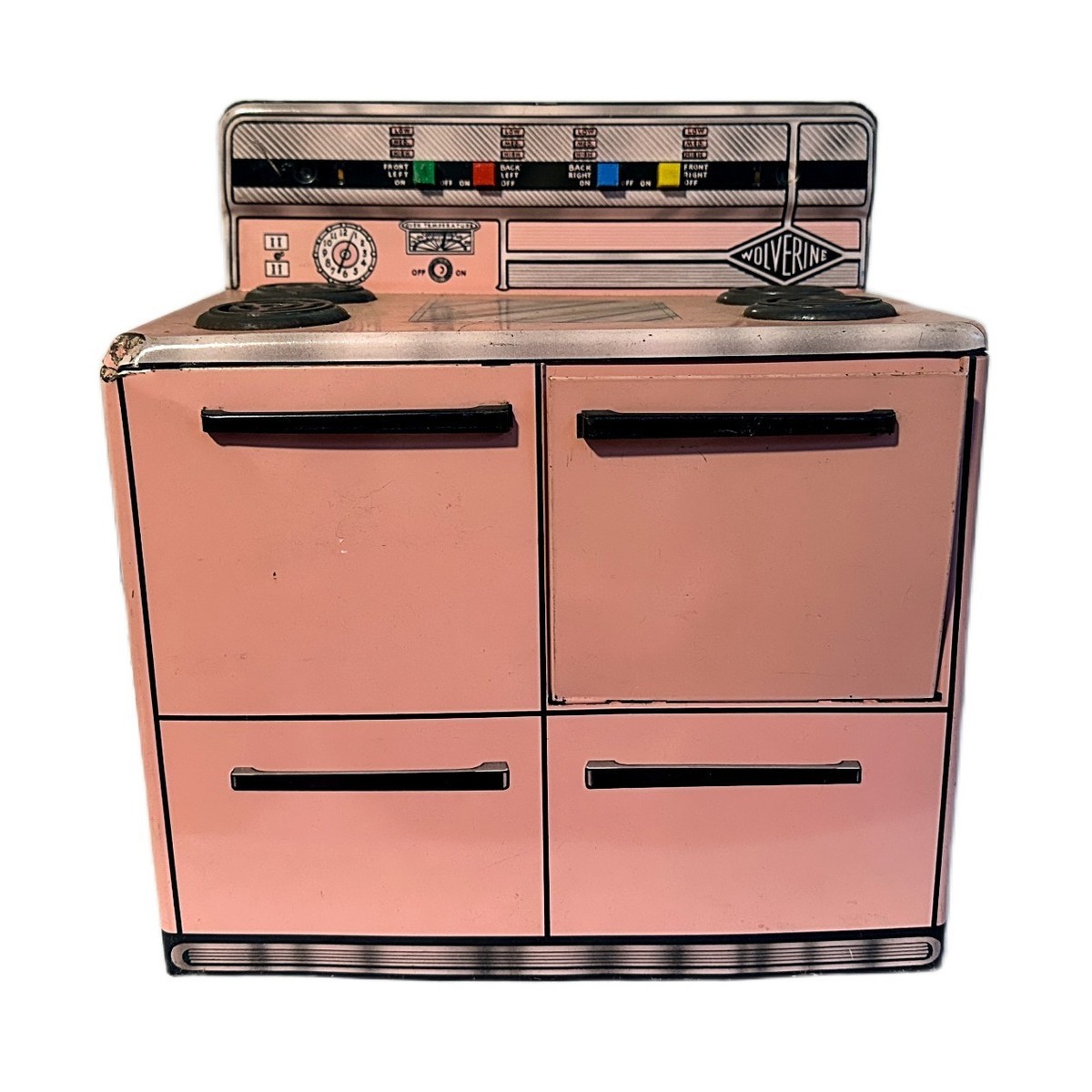 Vintage 1950s Wolverine Pink Tin Litho Toy Kitchen Stove/Oven