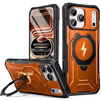 For iPhone 17 Pro Max Case | Poetic 360° Rotate Magnetic Ring Stand Cover Orange