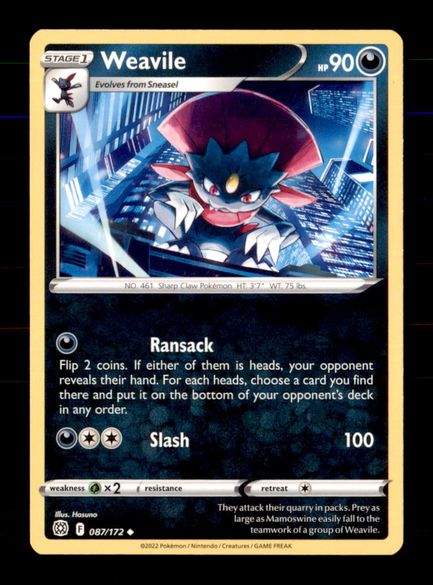 Weavile 087/172 Uncommon Brilliant Stars Pokemon Near Mint