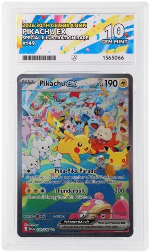 Pikachu Ex 149/128 Special Illustration Rare - 30th Celebration - Ace 10 Graded
