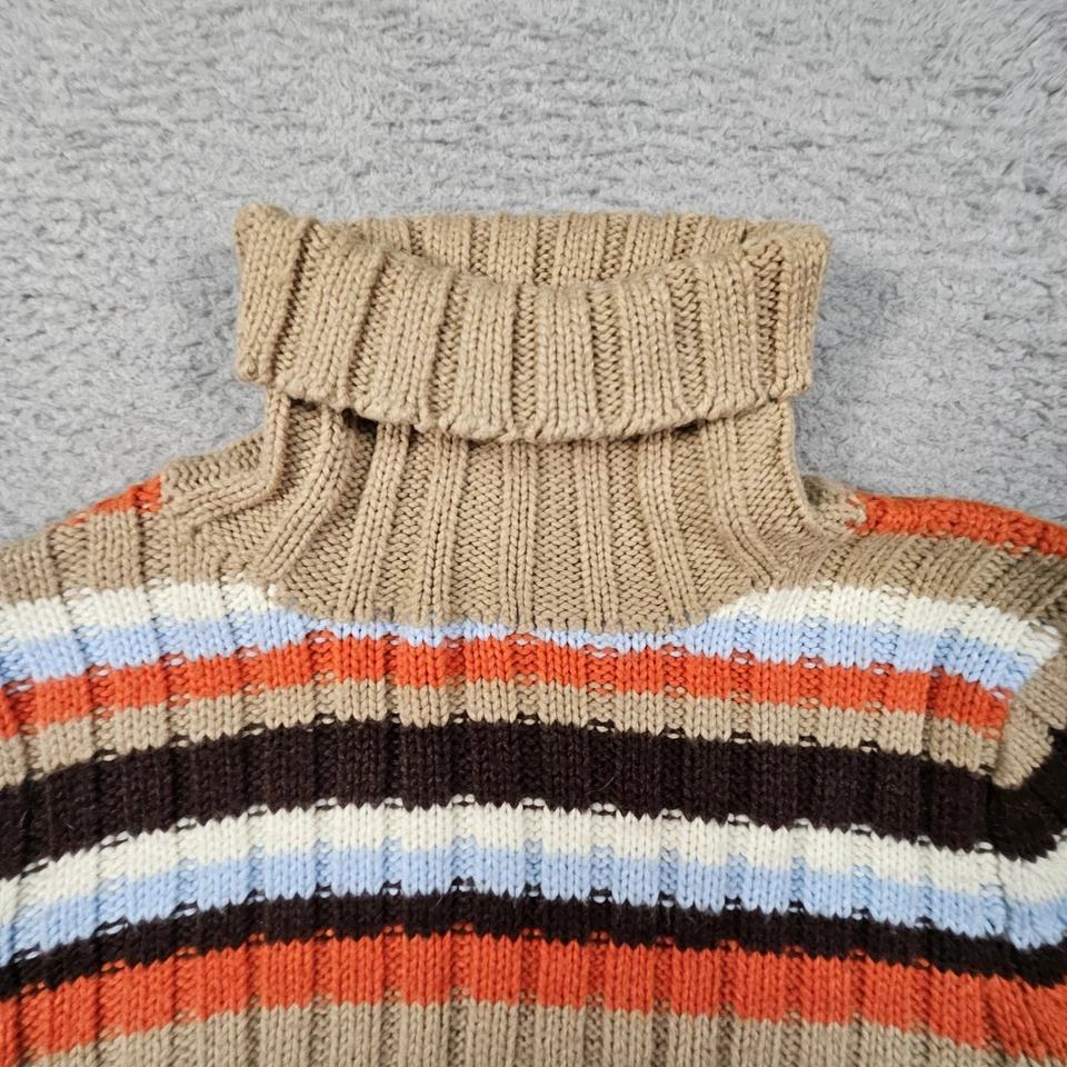 Vtg Y2K Sweater Junior L Rainbow Turtleneck Ribbed Crop 90s Hip Hop Boho Grunge - Image 2 of 4