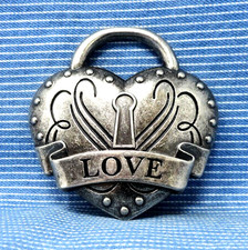 Love Lock Heart Taken Belt Buckle 3D Distressed Finish Studs Vintage 90s  .B322