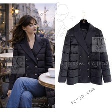 CHANEL 18PF Black Silk 100% CC Buttons Puffer Jacket Coat by Karl 34 US2