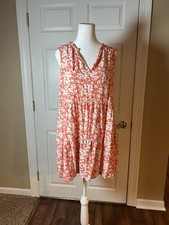 Gap Women's Size Medium Swing Dress V Neck Floral Ruffles Sundress
