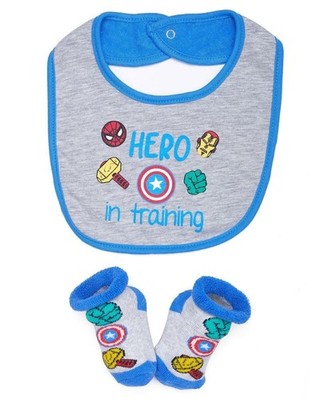 Marvel Baby Boys' Booties and Bib Gift Set - Super Heroes Bootie Sock Set
