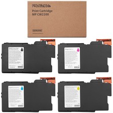 Image of Genuine Ricoh MP CW2200 CW1200 Ink Cartridges High Yield-(4pcs)KCMY