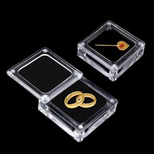 2 Pieces Small Acrylic Jewelry Box with Lid Clear Gemstone Transparent